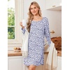 image:imageEkouaer Nightgowns for Women Bamboo Viscose Long Sleeve Sleep ShirtsFloral Purple