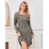 image:imageEkouaer Nightgowns for Women Bamboo Viscose Long Sleeve Sleep ShirtsLeopard