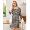 image:imageEkouaer Nightgowns for Women Bamboo Viscose Long Sleeve Sleep ShirtsLeopard