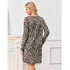 image:imageEkouaer Nightgowns for Women Bamboo Viscose Long Sleeve Sleep ShirtsLeopard
