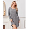 image:imageEkouaer Nightgowns for Women Bamboo Viscose Long Sleeve Sleep ShirtsLight Grey