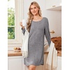 image:imageEkouaer Nightgowns for Women Bamboo Viscose Long Sleeve Sleep ShirtsLight Grey