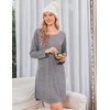 image:imageEkouaer Nightgowns for Women Bamboo Viscose Long Sleeve Sleep ShirtsLight Grey