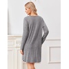 image:imageEkouaer Nightgowns for Women Bamboo Viscose Long Sleeve Sleep ShirtsLight Grey