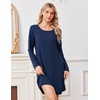 image:imageEkouaer Nightgowns for Women Bamboo Viscose Long Sleeve Sleep ShirtsNavy Blue