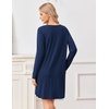 image:imageEkouaer Nightgowns for Women Bamboo Viscose Long Sleeve Sleep ShirtsNavy Blue