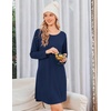 image:imageEkouaer Nightgowns for Women Bamboo Viscose Long Sleeve Sleep ShirtsNavy Blue