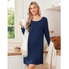 image:imageEkouaer Nightgowns for Women Bamboo Viscose Long Sleeve Sleep ShirtsNavy Blue