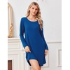 image:imageEkouaer Nightgowns for Women Bamboo Viscose Long Sleeve Sleep ShirtsPeacock Blue
