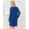 image:imageEkouaer Nightgowns for Women Bamboo Viscose Long Sleeve Sleep ShirtsPeacock Blue
