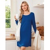 image:imageEkouaer Nightgowns for Women Bamboo Viscose Long Sleeve Sleep ShirtsPeacock Blue
