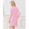 image:imageEkouaer Nightgowns for Women Bamboo Viscose Long Sleeve Sleep ShirtsPink