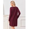 image:imageEkouaer Nightgowns for Women Bamboo Viscose Long Sleeve Sleep ShirtsRed