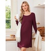 image:imageEkouaer Nightgowns for Women Bamboo Viscose Long Sleeve Sleep ShirtsRed