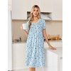 image:imageEkouaer Nightgowns for Women Smocked Night Gown Short Sleeve SleepshirtsFloral Blue
