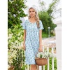 image:imageEkouaer Nightgowns for Women Smocked Night Gown Short Sleeve SleepshirtsFloral Blue