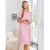 image:imageEkouaer Nightgowns for Women Smocked Night Gown Short Sleeve SleepshirtsFloral Pink