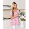 image:imageEkouaer Nightgowns for Women Smocked Night Gown Short Sleeve SleepshirtsFloral Pink