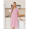 image:imageEkouaer Nightgowns for Women Smocked Night Gown Short Sleeve SleepshirtsFloral Pink