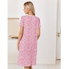 image:imageEkouaer Nightgowns for Women Smocked Night Gown Short Sleeve SleepshirtsFloral Pink