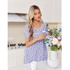 image:imageEkouaer Nightgowns for Women Smocked Night Gown Short Sleeve SleepshirtsFloral Purple