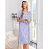 image:imageEkouaer Nightgowns for Women Smocked Night Gown Short Sleeve SleepshirtsFloral Purple
