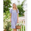 image:imageEkouaer Nightgowns for Women Smocked Night Gown Short Sleeve SleepshirtsFloral Purple