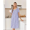 image:imageEkouaer Nightgowns for Women Smocked Night Gown Short Sleeve SleepshirtsFloral Purple
