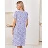 image:imageEkouaer Nightgowns for Women Smocked Night Gown Short Sleeve SleepshirtsFloral Purple