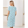 image:imageEkouaer Nightgowns for Women Smocked Night Gown Short Sleeve SleepshirtsGreen Pink Floral