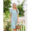 image:imageEkouaer Nightgowns for Women Smocked Night Gown Short Sleeve SleepshirtsGreen Pink Floral