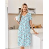 image:imageEkouaer Nightgowns for Women Smocked Night Gown Short Sleeve SleepshirtsGreen Pink Floral