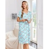 image:imageEkouaer Nightgowns for Women Smocked Night Gown Short Sleeve SleepshirtsGreen Pink Floral