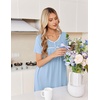 image:imageEkouaer Nightgowns for Women Smocked Night Gown Short Sleeve SleepshirtsLight Blue