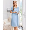 image:imageEkouaer Nightgowns for Women Smocked Night Gown Short Sleeve SleepshirtsLight Blue