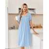image:imageEkouaer Nightgowns for Women Smocked Night Gown Short Sleeve SleepshirtsLight Blue