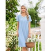image:imageEkouaer Nightgowns for Women Smocked Night Gown Short Sleeve SleepshirtsLight Blue