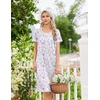 image:imageEkouaer Nightgowns for Women Smocked Night Gown Short Sleeve SleepshirtsPurple Blossom