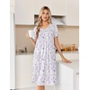 image:imageEkouaer Nightgowns for Women Smocked Night Gown Short Sleeve SleepshirtsPurple Blossom