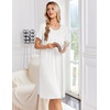image:imageEkouaer Nightgowns for Women Smocked Night Gown Short Sleeve SleepshirtsWhite