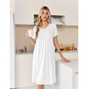 image:imageEkouaer Nightgowns for Women Smocked Night Gown Short Sleeve SleepshirtsWhite