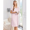 image:imageEkouaer Nightgowns for Women Smocked Night Gown Short Sleeve SleepshirtsWhite Pink Floral