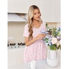 image:imageEkouaer Nightgowns for Women Smocked Night Gown Short Sleeve SleepshirtsWhite Pink Floral