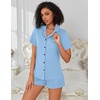 image:imageEkouaer Pajamas for Women Set Button Down Short Sleeve Sleepwear 2 Piece pjBaby Blue