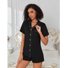 image:imageEkouaer Pajamas for Women Set Button Down Short Sleeve Sleepwear 2 Piece pjBlack
