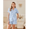 image:imageEkouaer Pajamas for Women Set Button Down Short Sleeve Sleepwear 2 Piece pjBlue Pentagram