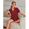 image:imageEkouaer Pajamas for Women Set Button Down Short Sleeve Sleepwear 2 Piece pjBurgundy