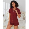image:imageEkouaer Pajamas for Women Set Button Down Short Sleeve Sleepwear 2 Piece pjBurgundy