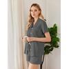 image:imageEkouaer Pajamas for Women Set Button Down Short Sleeve Sleepwear 2 Piece pjDark Gray