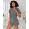 image:imageEkouaer Pajamas for Women Set Button Down Short Sleeve Sleepwear 2 Piece pjDark Gray